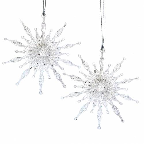 Schneeflocke zum Hängen 11cm Transparent, Glitzer 12St