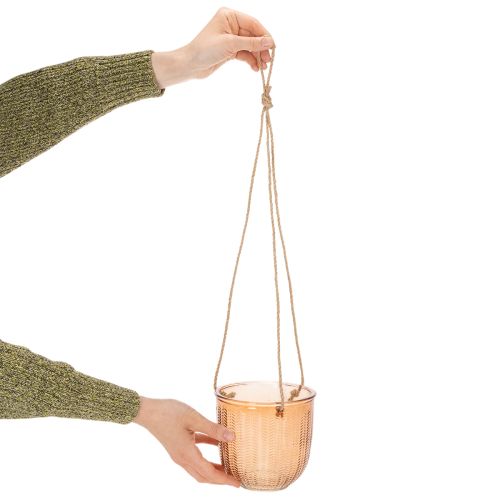 Hängetopf Glas Deko Glastopf Retro Grün Braun 14,5cm 2St | Floristik21.de