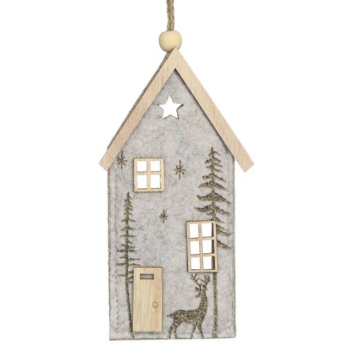 Floristik21 Filz-Deko Häuschen zum Hängen, Weihnachtsschmuck Beige, Festliche Tischdekoration, Geschenkanhänger Set 15cm