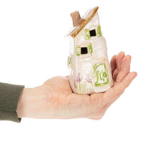 Artikel LED-Keramikhäuser im rustikalen Stil für stimmungsvolle Tischdekoration, 15 cm, 2er-Set