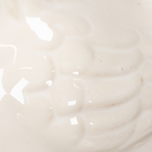 Artikel Keramik Hühnerfigur glänzend weiß glasiert als modernes Dekoelement