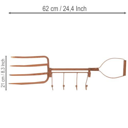 Hakenleiste Edelrost Deko Heugabel Gartendeko 4 Haken 62cm | Floristik21.de