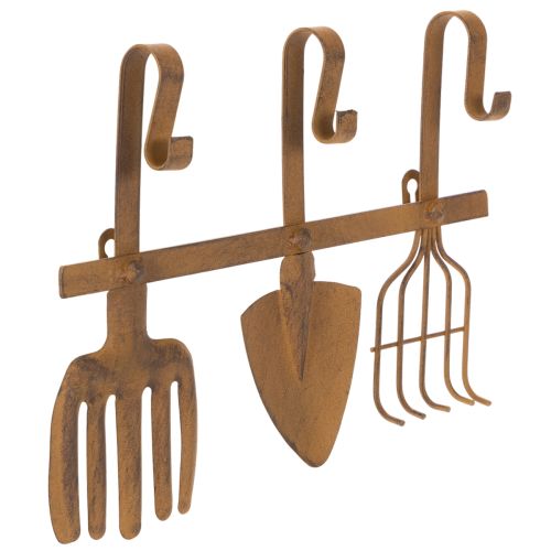 Hakenleiste Gartenwerkzeuge, Gartendeko, Harke Spaten Rechen, Garderobe aus Metall Edelrost L33,5cm einkaufen | Floristik21.de
