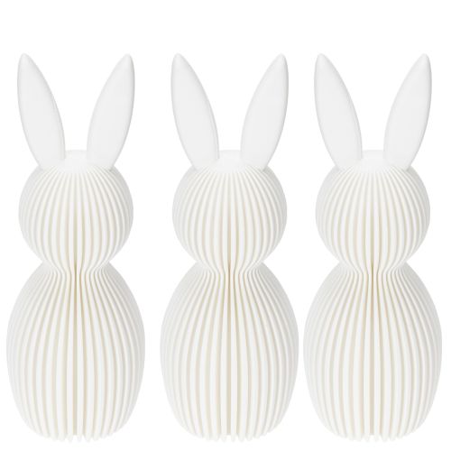 Artikel Dekofigur Hase 13 cm aus Kunststoff in moderner Faltoptik, 3er-Set, zeitloses Weiß