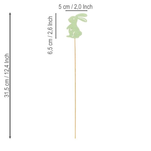 Artikel Deko-Hasen aus Holz am Stiel 31,5 cm für Frühling und Ostern, 16 Stück