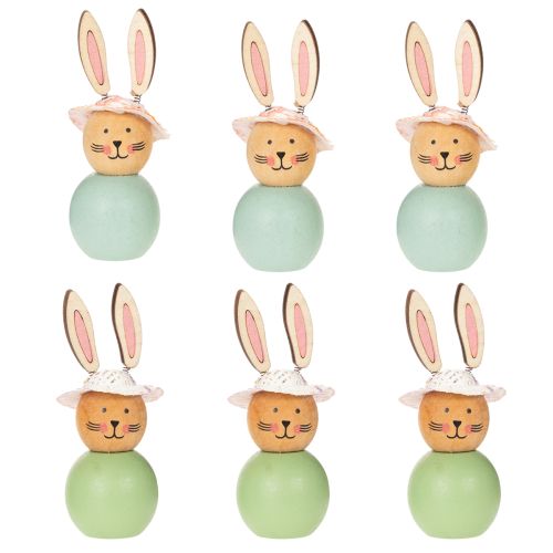 Artikel Osterhasen Holzfigur Set mintgrün 9cm Frühjahrs-Dekoration 8 Stück