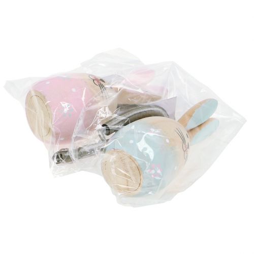 Hase mit Feder zum Aufhängen Rosa, Blau 9cm - 9,5cm | Floristik21.de