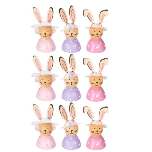 Artikel Set Osterhasen Figuren 7cm: Tischdeko in Rosa, Pink und Lavendel – 9 Stück