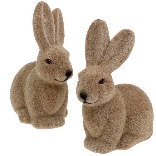 Floristik21 Hase beflockt Braun 15,5cm 4St