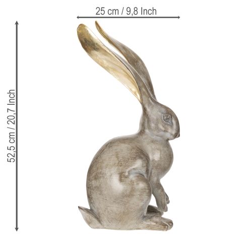 Artikel Deko Hase 52 cm aus Polystone in Braun-Gold für stilvolle Osterdekoration