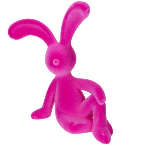 Floristik21 Dekofigur Hase in Pink 38cm, moderne Osterdekoration, samtig beflockt