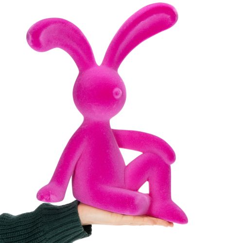 Artikel Dekofigur Hase in Pink 38cm, moderne Osterdekoration, samtig beflockt