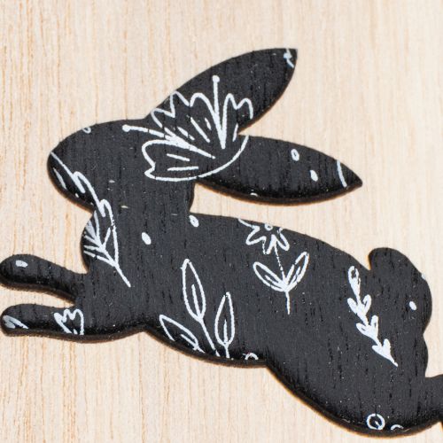 Artikel Holz Osterdeko Hänger Ei 10cm mit Hase und Feder für Innenbereich, 6 Stück