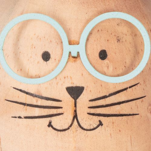 Artikel Hasen Dekofiguren aus Holz mit Gesicht und Metallohren 14cm 3er-Set