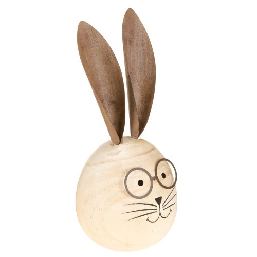 Dekorativer Holz-Osterhase mit Metall-Brille und witzigen Details im 2er-Set, 19 cm hoch