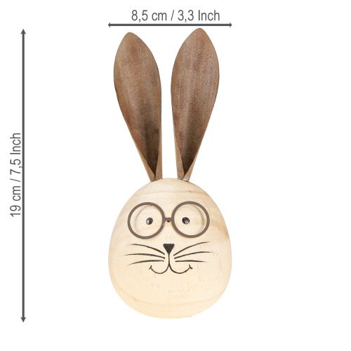 Artikel Dekorativer Holz-Osterhase mit Metall-Brille und witzigen Details im 2er-Set, 19 cm hoch