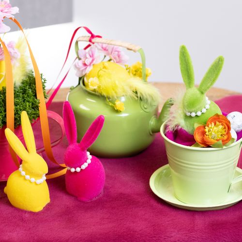 Artikel Kunststoff Osterhasen-Deko-Figur mit Samt-Oberfläche 13 cm für Innenräume