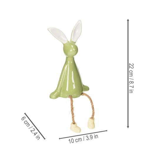 Artikel Osterhasen Dekofiguren Keramik 22 cm Set aus 2 Kantenhockern in Grün und Gelb