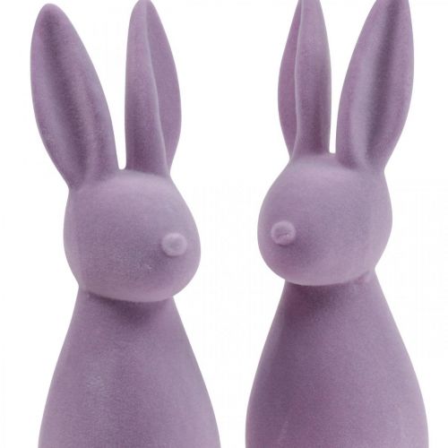 Artikel Deko Hase Deko-Osterhase – 2. Wahl – Beflockt Flieder Lila H29,5cm 2 St
