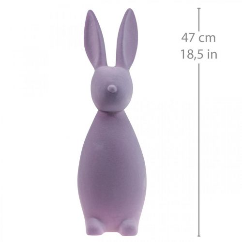 Floristik21 Deko Hase Deko-Osterhase Beflockt Flieder Lila H47cm