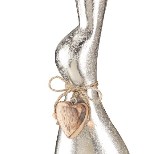 Artikel Deko-Hase Silber Holzsockel Herzanhänger H60cm - Osterdeko