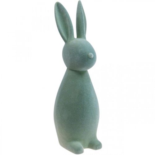 Floristik21 Deko Hase Deko-Osterhase Beflockt Graugrün H47cm