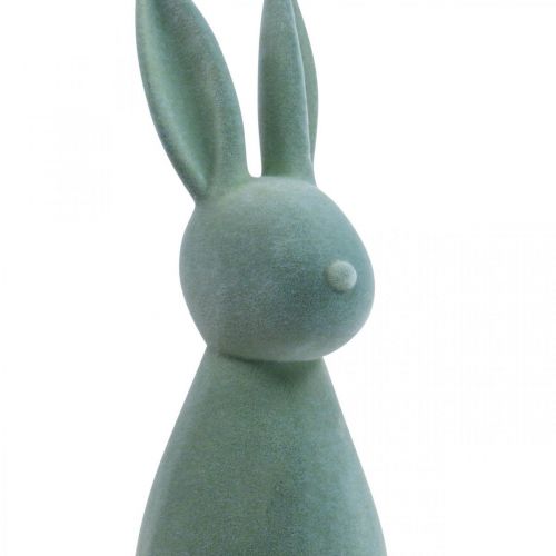 Deko Hase Deko-Osterhase Beflockt Graugrün H47cm