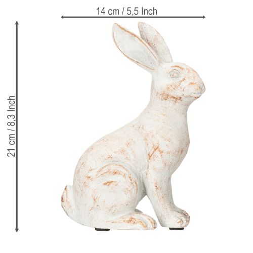 Artikel Hase sitzend Deko Hase Kunststein Weiß Braun 15,5x8,5x22cm