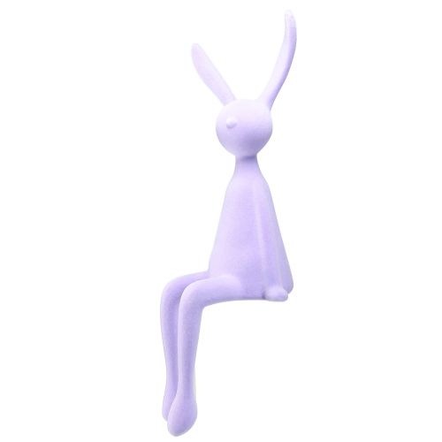 Floristik21 Kantenhocker Hase beflockt Flieder – 2. Wahl – Osterdekoration 56cm