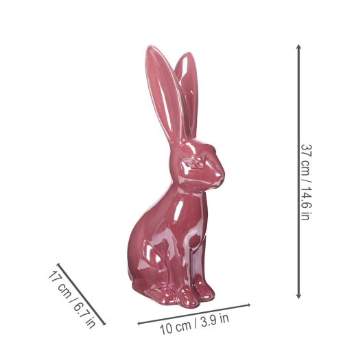 Artikel Osterhase aus Keramik 37cm glänzend Rosa – Frühlingsdeko für Tisch & Fenster