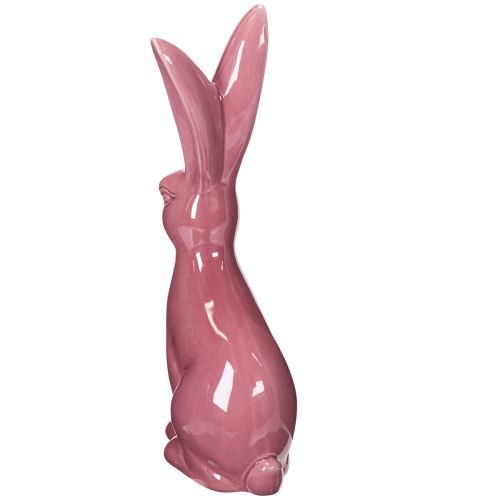 Artikel Osterhase aus Keramik 37cm glänzend Rosa – Frühlingsdeko für Tisch & Fenster