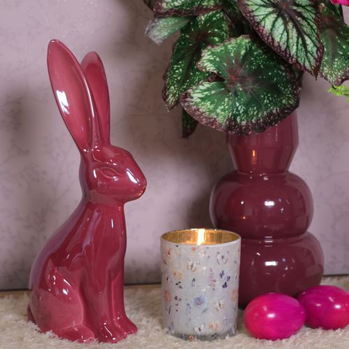 Artikel Osterhase aus Keramik 37cm glänzend Rosa – Frühlingsdeko für Tisch & Fenster