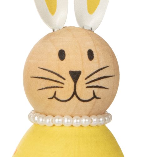 Artikel Dekorative Hasenfiguren aus Holz im Ei-Look, 12 cm, frühlingshafte Tischdeko, 3er-Set