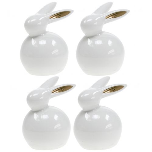 Floristik21 Osterfigur Hase Weiß-Gold 8,5cm 4St