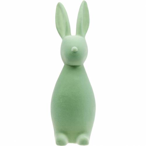 Floristik21 Osterdeko Hase 47cm Grün beflockt Osterhase Deko-Figur Ostern