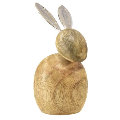 Hasen Deko Holz Metall Silber Ostern 12,5x14x16,5cm