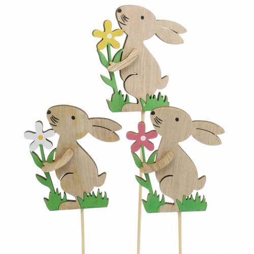 Floristik21 Blumenstecker Hase aus Holz 9cm 12 St