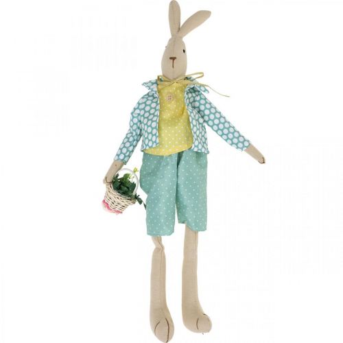 Artikel Osterhase aus Stoff, Hase mit Kleidung, Osterdeko, Hasenjunge H46cm