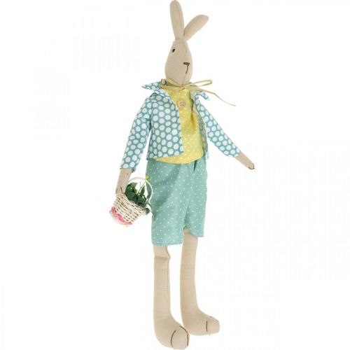Osterhase aus Stoff, Hase mit Kleidung, Osterdeko, Hasenjunge H46cm