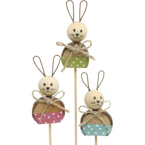 Floristik21 Hase Blumenstecker Holz Rost Deko Osterhase am Stab 8cm 9 St