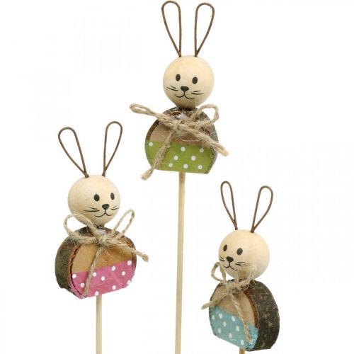Floristik21 Hase Blumenstecker Holz Rost Deko Osterhase am Stab 8cm 9 St