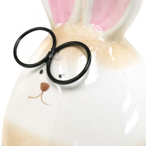 Floristik21 Deko Osterhasen Keramik mit Brille, Osterdekoration Hasenpaar H19cm 2St