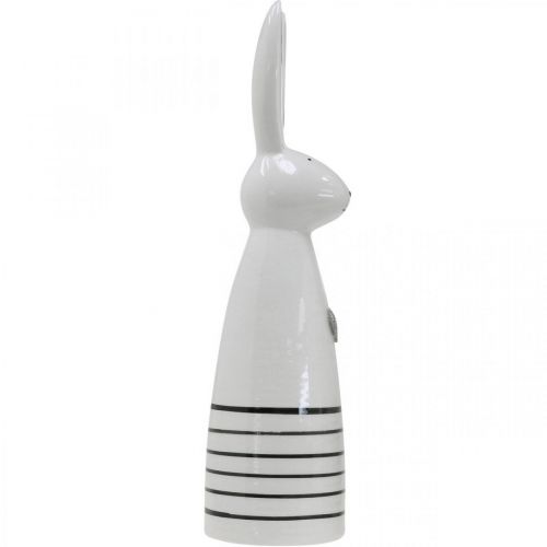 Artikel Keramik Hase Kegel Weiß Schwarz Herz Streifen H30cm