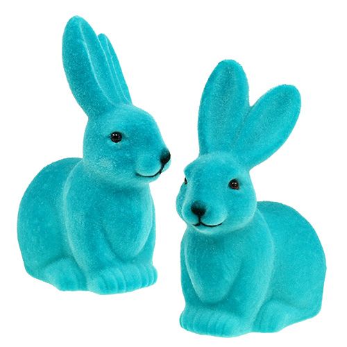 2 Hasen sitzend braun beflockt Dekohase Osterhase Deko Hasen Rabitt