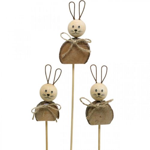 Floristik21 Hase Blumenstecker Holz Rost Osterhase Deko Natur 8cm 8 St