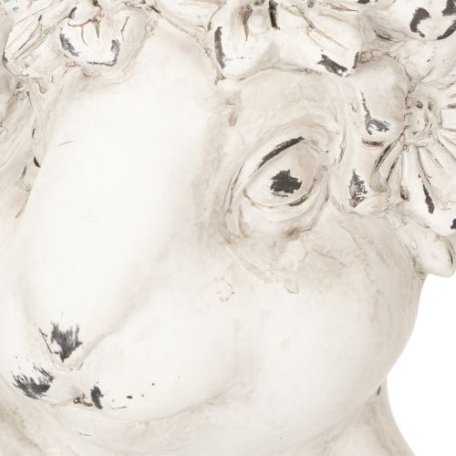 Artikel Deko Hase aus Keramik in Grau mit Blumenkranz 34cm – Elegante Osterdeko