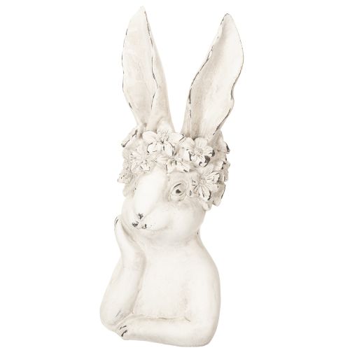 Artikel Deko Hase aus Keramik in Grau mit Blumenkranz 34cm – Elegante Osterdeko