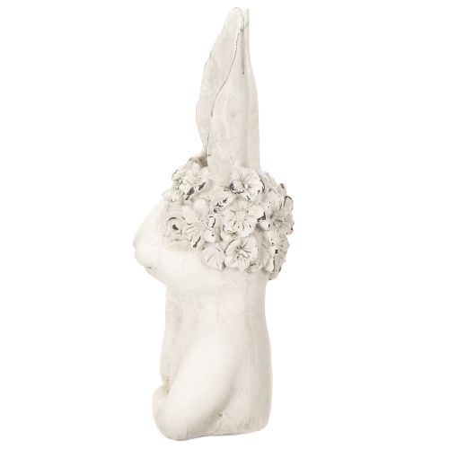 Artikel Deko Hase aus Keramik in Grau mit Blumenkranz 34cm – Elegante Osterdeko