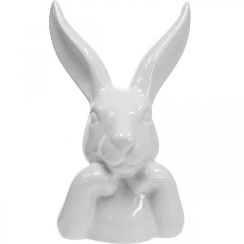 Floristik21 Deko Hase Keramik Weiß, Hasenbüste Osterdeko H17cm 3St