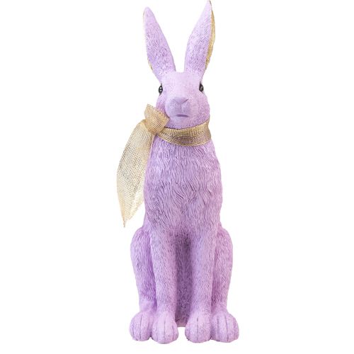 Floristik21 Hasenfigur Osterhasen Deko Hase Sitzend Lila Gold H35cm